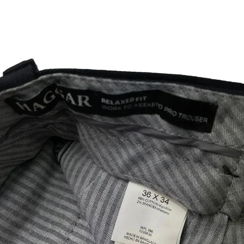 Haggar W2W Pro Stretch Cotton Pleated Relaxed Fit Mens Dress Pants Size 36Wx34L - Picture 10 of 12